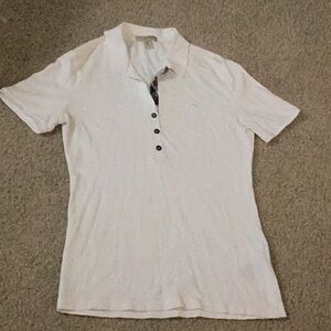Burberry White Short Sleeve Polo Tee